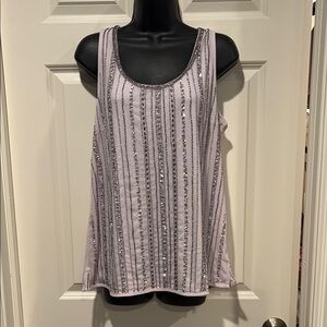 White House Black Market Large Sequin Embellished Orchid Haze  Tank Top
